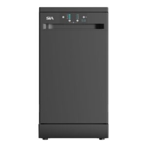 SIA SFSD459BL Freestanding Dishwasher, Slimline 45cm Width, 9 Place Settings, Delay Start, 4 Programs, 29 Minute Quick Wash, Black