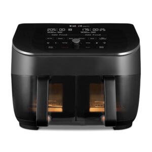 Vortex Plus Dual Black Air Fryer - Large 7.6L - Family Size - Twin - Double 3.7L Baskets - Clear Window