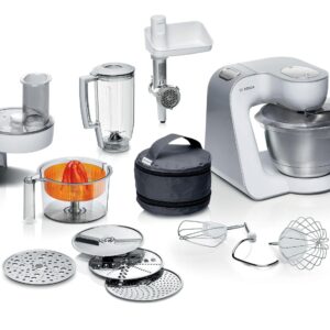 Line 7 in 1 Stand Mixer MUM58259GB with 11 accessories, 7 Speeds, dough hook, whisk, beater, blender, juicer, mincer, shredder, 1000W, White/Silver - Image 1