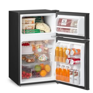 RCT87BL2(E) Under Counter Fridge Freezer - 87L Double Door Small Fridge Freezer with Light - Removable Shelves - Image 1