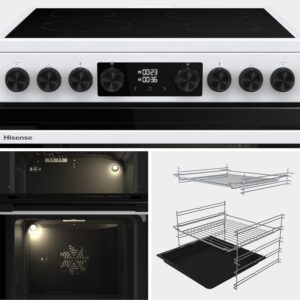 HDC60W 60cm Electric Cooker with Ceramic Hob-White, A Rated Double Oven 50L/80L [Energy Class A] - Image 3