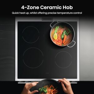 HDC60W 60cm Electric Cooker with Ceramic Hob-White, A Rated Double Oven 50L/80L [Energy Class A] - Image 5
