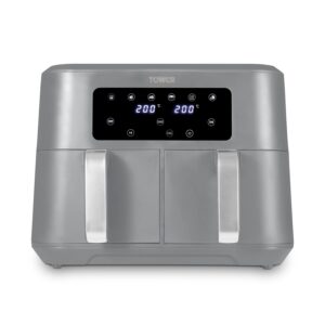 T17137CMNB Vortx 8.5L Dual Basket Air Fryer with Dual Cook Function, 2400W, Midnight Blue & Chrome