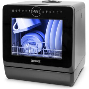 Table Top Dishwasher DW5 BK 950W Compact Tabletop Dish Washer Mini 5L Dishwashers with 8 Wash Cycles Electric Countertop Cleaner for Quick Eco Cleaning Plates Glass