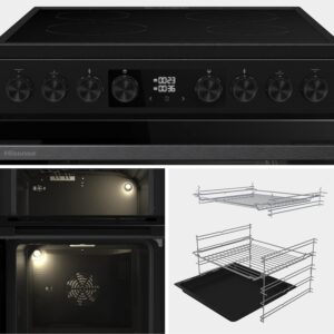 HDC60B 60cm Electric Cooker with Ceramic Hob-Black, A Rated Double Oven 50L/80L [Energy Class A] - Image 3