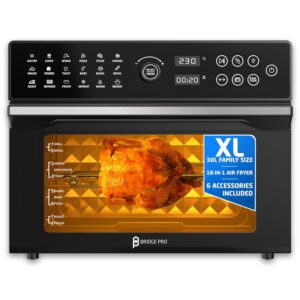 Pro 30 Litre Air Fryer Oven 1800W with Rotisserie Accessory Set - Extra Large Air Fryer for Family