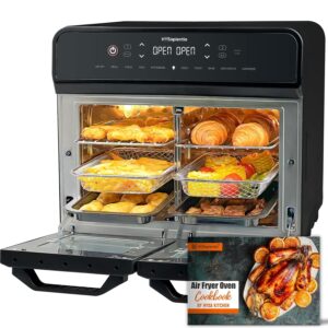 22L Dual Zone Air Fryer Oven With Rotisserie,Large Double Air fryers Mini Ovens Digital 2400W 10 in 1 Airfryer Countertop Convection Oven electric and - Image 1
