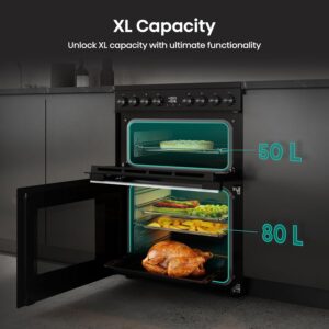 HDC60B 60cm Electric Cooker with Ceramic Hob-Black, A Rated Double Oven 50L/80L [Energy Class A] - Image 6