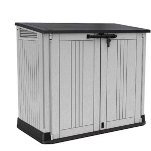 Store it Out Nova Outdoor Garden Storage Shed, 32 x 71.5 x 113.5 cm, Light Grey with Dark Grey Lid - Image 1