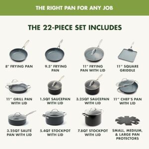 GreenPan Valencia Pro 22 Piece Cookware Set Ceramic Nonstick Pots & Pans - Image 6